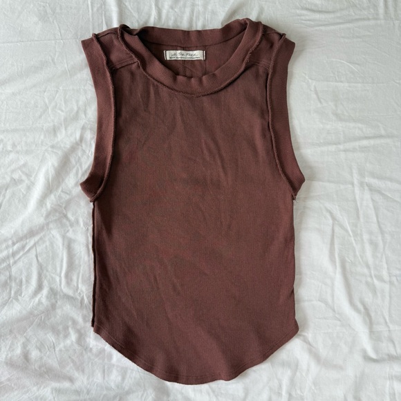 We The Free Tops - We The Free by Free People Brown Ribbed Tank Top Size Medium Sleeveless Stretch
